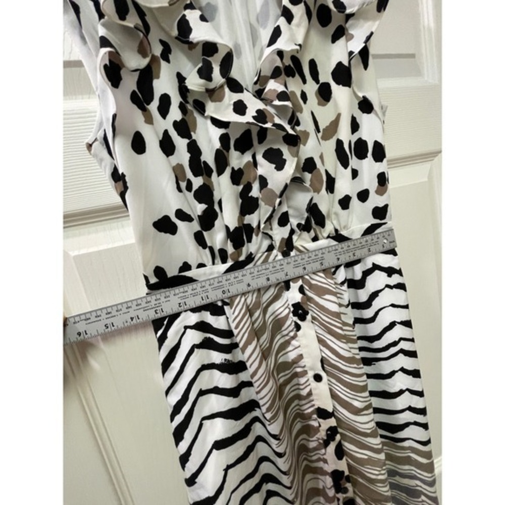 Bebe Ruffle Front Animal Print‎ Dress Size Small Zebra Leopard Mixed Print - Picture 10 of 17